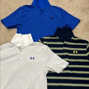 Under Armour Men’s Striped Polo Shirt - Blue, White, Navy - Adult Small